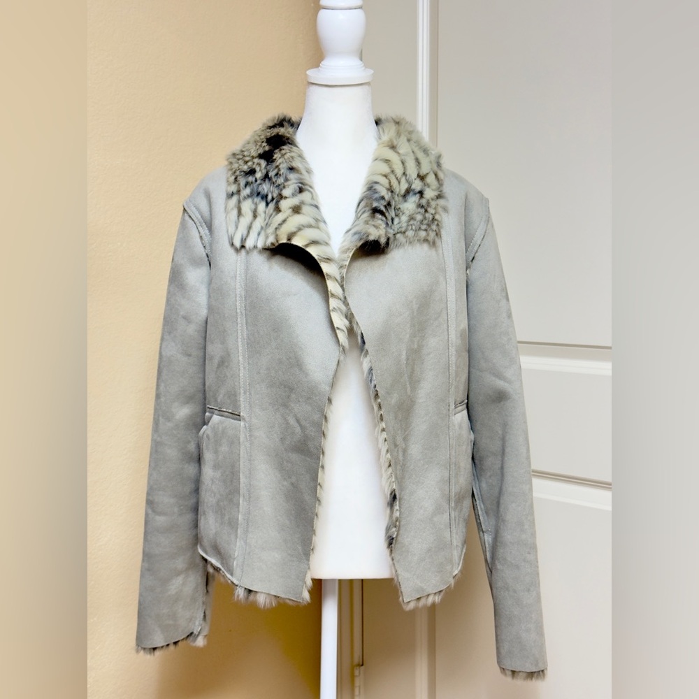 Anthropologie Marrakech Reversible Faux Fur Suede Jacket-Small